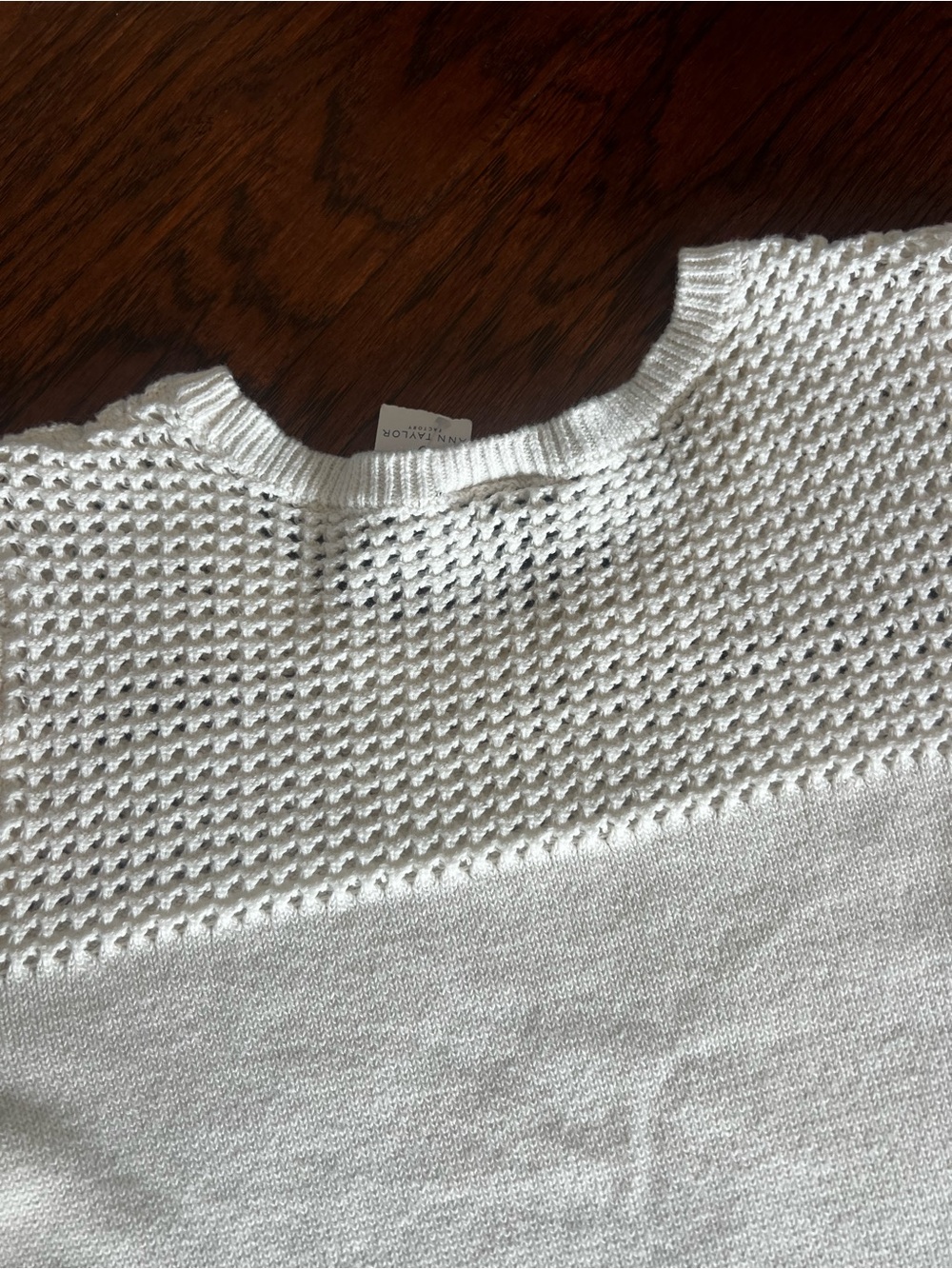 Ann Taylor Factory Cream Ruffle Sleeve Knit Sweater | Size Medium-runs smaller - Picture 5 of 6